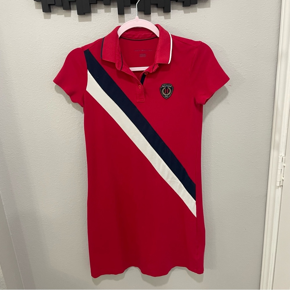 Tommy Hilfiger Women’s Size XXS Preppy Polo Logo Dress Red, White & Blue